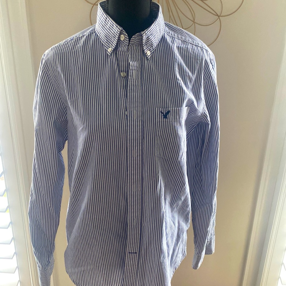 Mens Pinstripe American Eagle button down